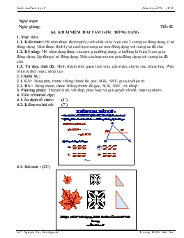 Giáo án Hình học 8 từ tiết 42 đến tiết  52