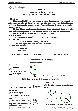 Giáo án Hình Học 9 chương III Năm học 2011- 2012
