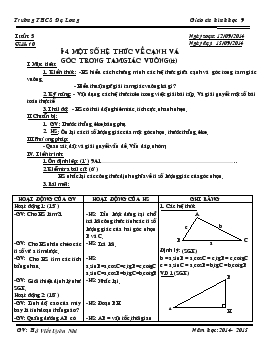 Giáo án Hình học 9- Một số hệ thức về cạnh và góc trong tam giác vuông (tiếp)