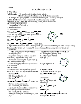 Giáo án Hình học 9 Tiết 49: tứ giác nội tiếp