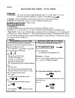 Giáo án Hình học 9 Tiết 53- Độ dài đường tròn - cung tròn