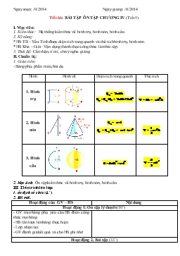 Giáo án Hình học 9 từ tiết 66 đến tiết 69