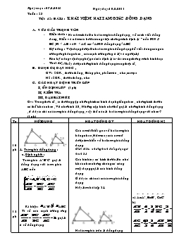 Giáo án Hình học lớp 8 Tiết 42 bài 4 : khái niệm hai tam giác đồng dạng