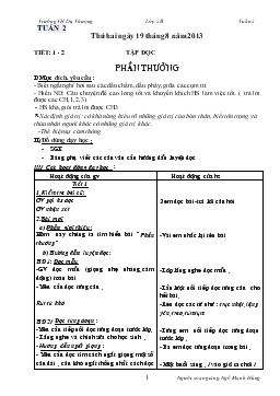 Giáo án lớp 2 - Tuần 2 trường TH Phong Dụ Thượng