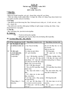 Giáo án lớp 4 buổi sáng - Tuần 20