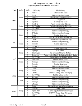 Giáo án lớp 4 - Tuần 6