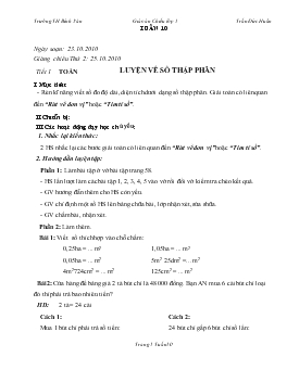 Giáo án lớp 5 - Tuần 10 - Trường TH Bình Văn