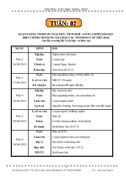 Giáo án lớp 5 tuần 2 chuẩn kiến  thức kỹ năng