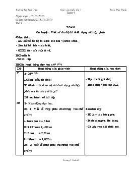 Giáo án lớp 5 - Tuần 9 - Trường TH Bình Văn