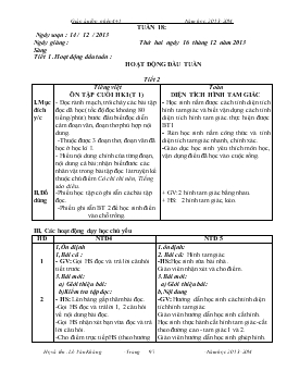 Giáo án lớp ghép 4, 5 - Tuần 18 năm học: 2013-2014