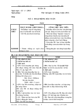 Giáo án lớp ghép 4, 5 - Tuần 31 năm học: 2013-2014