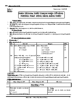 Giáo án Số học 8 tiết 10- Phân tích đa thức thành nhân tử bằng phương pháp dùng hằng đẳng thức