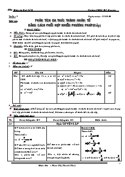 Giáo án Số học 8 tiết 13- Phân tích đa thức thành nhân tử bằng cách phối hợp nhiều phương pháp (tiếp)