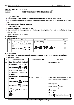 Giáo án Số học 8 tiết 30- Phép trừ các phân thức đại số