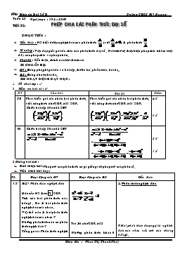 Giáo án Số học 8 tiết 32- Phép chia các phân thức đại số