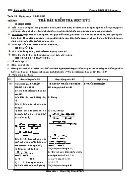 Giáo án Số học 8 tiết 40- Trả bài kiểm tra học kỳ I