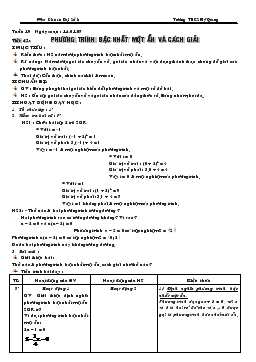 Giáo án Số học 8 tiết 42- Phương trình bậc nhất một ẩn và cách giải