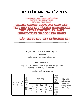 Giáo án Toán 12 theo chuẩn kiến thức kỹ năng