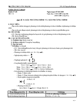 Giáo án Tự chọn Chủ đề 5: giải phương trình và bất phương trình