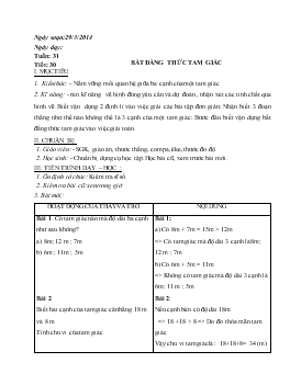 Giáo án Tự chọn lớp 7- Bất đẳng thức tam giác