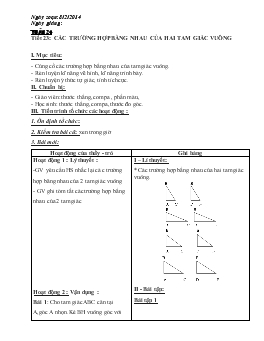 Giáo án Tự chọn lớp 7- Tiết 23: các trường hợp bằng nhau của hai tam giác vuông