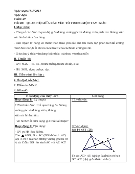 Giáo án Tự chọn lớp 7- Tiết 28: quan hệ giữa các yếu tố trong một tam giác