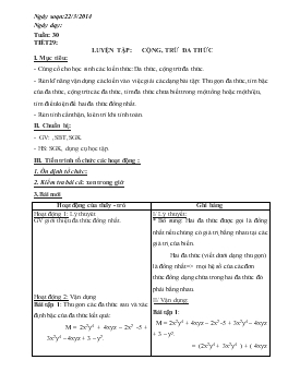 Giáo án Tự chọn lớp 7- Tiết 29 : luyện tập: cộng, trừ đa thức