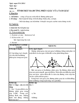 Giáo án Tự chọn lớp 7- Tiết 33: Tính chất ba đường phân giác của tam giác