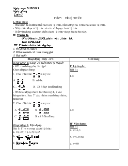 Giáo án Tự chọn lớp 7- Tiết 7 : tỉ lệ thức