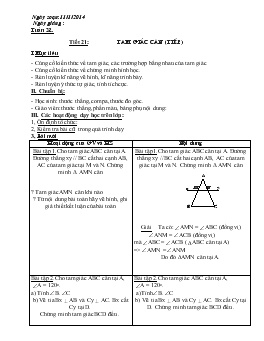 Giáo án Tự chọn lớp 7- Tuần 22 tiết 21: tam giác cân (tiếp)