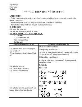 Giáo án Tự chọn lớp 7- Tuần 3 tiết 3: các phép tính về số hữu tỉ