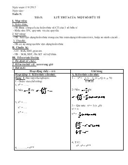 Giáo án Tự chọn lớp 7- Tuần 5 tiết 5: luỹ thừa của một số hữu tỉ