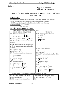 Giáo án Tự chọn Toán 8 Trường THCS Cẩm Quý