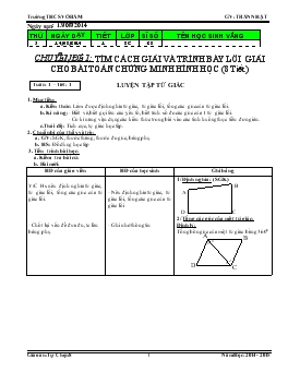 Giáo án Tự chọn Trường THCS VÕ BẨM