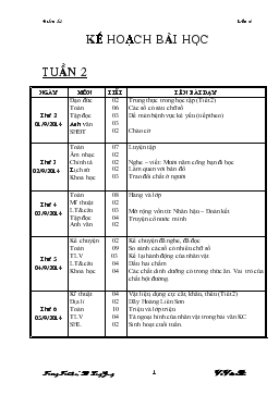 Kế hoạch bài học tuần 2, lớp 4