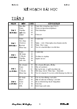 Kế hoạch bài học tuần 3, lớp 4