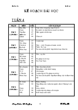 Kế hoạch bài học tuần 4, lớp 4