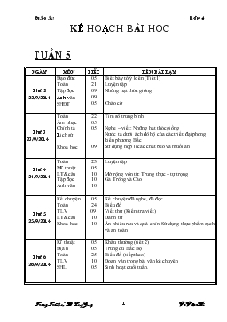 Kế hoạch bài học tuần 5, lớp 4