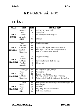 Kế hoạch bài học tuần 6, lớp 4