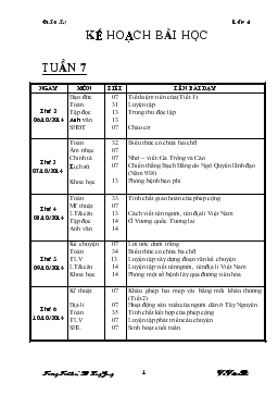 Kế hoạch bài học tuần 7, lớp 4