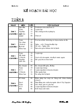 Kế hoạch bài học tuần 8, lớp 4