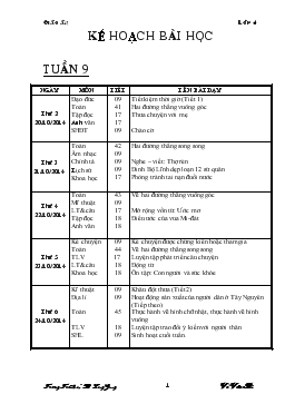 Kế hoạch bài học tuần 9, lớp 4