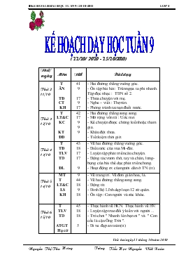 Kế hoạch dạy học tuần 9