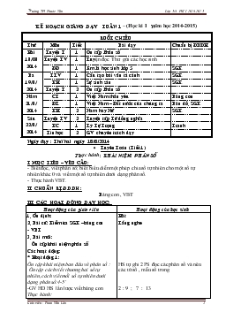 Kế hoạch giảng dạy tuần 1 – (học kì I năm học 2014-2015)