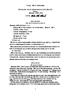 Kế hoạch hoạt động ngoài giờ lên lớp lớp 4 năm học: 2009 - 2010