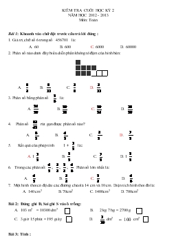 Kiểm tra cuối học kỳ 2 năm học 2012 - 2013 môn: Toán