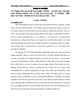 Kinh nghiệm xây dựng mối quan hệ giữa hiệu trưởng với hội cha mẹ học sinh trong công tác xã hội hoá giáo dục ở trường tiểu học thị trấn thống nhất giai đoạn 2005 – 2010