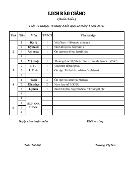 Lịch báo giảng (buổi chiều), tuần 1