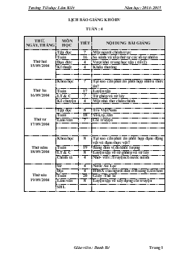 Lịch báo giảng khối 4 - Tuần 4