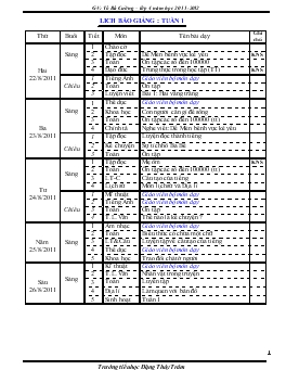 Lịch báo giảng lớp 4 trọn bộ